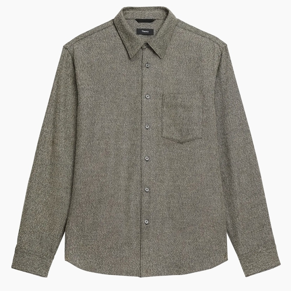 Theory men Weekend Herringbone Cotton Flannel Shirt